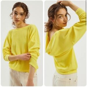 Maeve By Anthropologie Boatneck Top - Sz Sm - bright Yellow - long sleeve shirt
